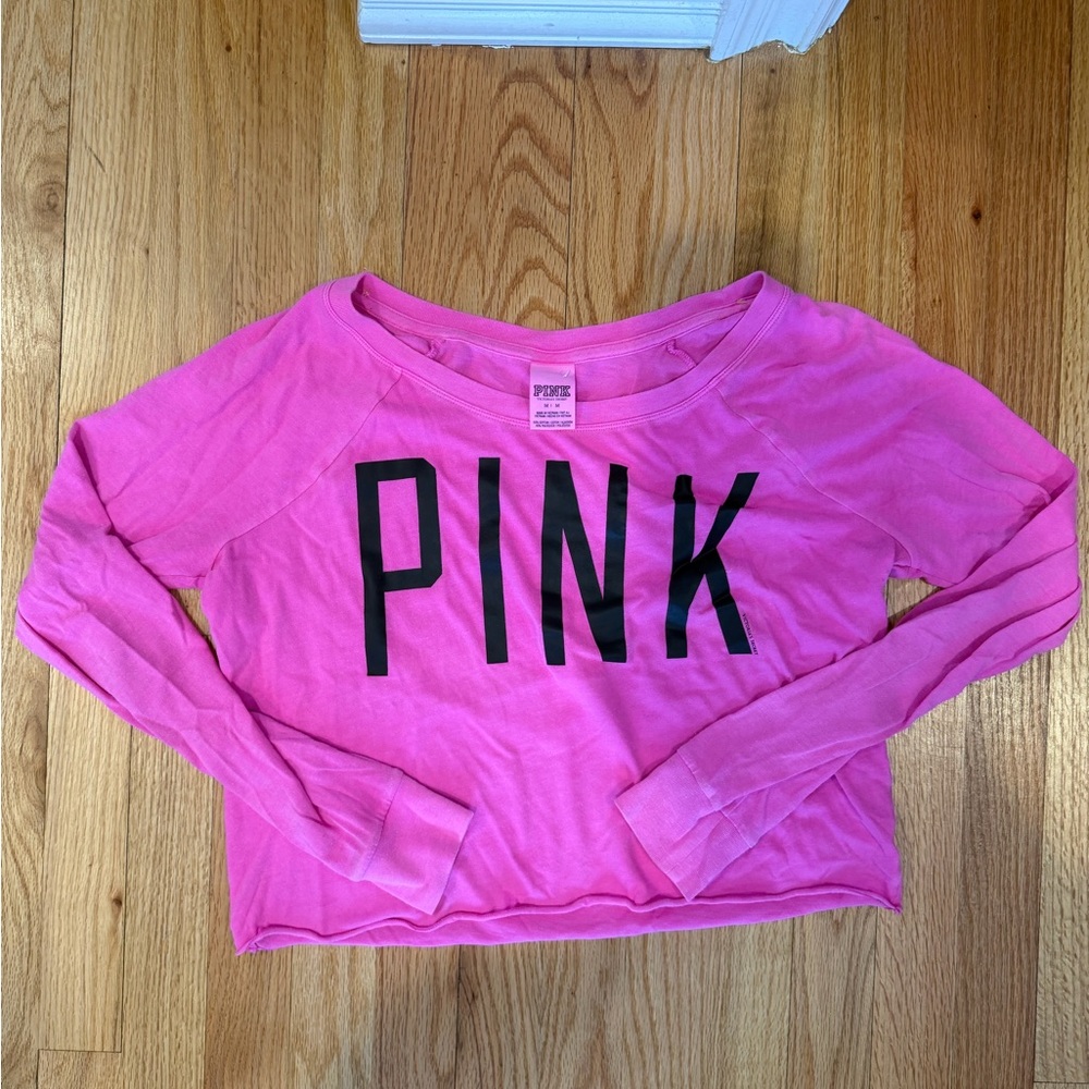 PINK Victoria's Secret Pink Cropped Long Sleeve Top